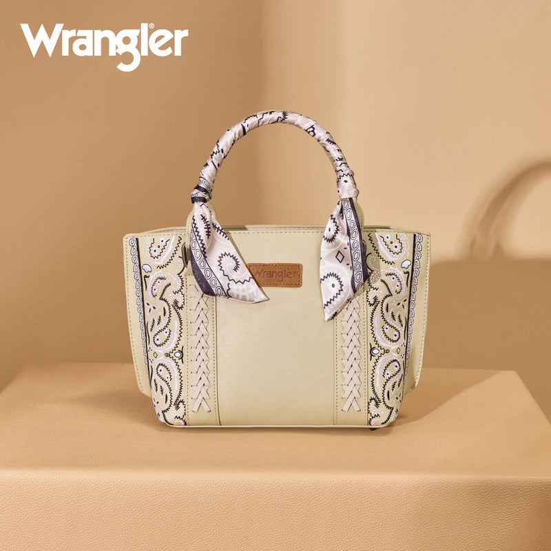 Load image into Gallery viewer, WG331-2005TN - Wrangler Bandana Paisley Print Tote/Crossbody - Tan
