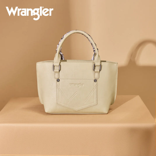WG331-2005TN - Wrangler Bandana Paisley Print Tote/Crossbody - Tan
