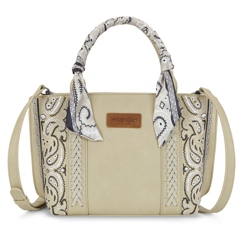 Load image into Gallery viewer, WG331-2005TN - Wrangler Bandana Paisley Print Tote/Crossbody - Tan
