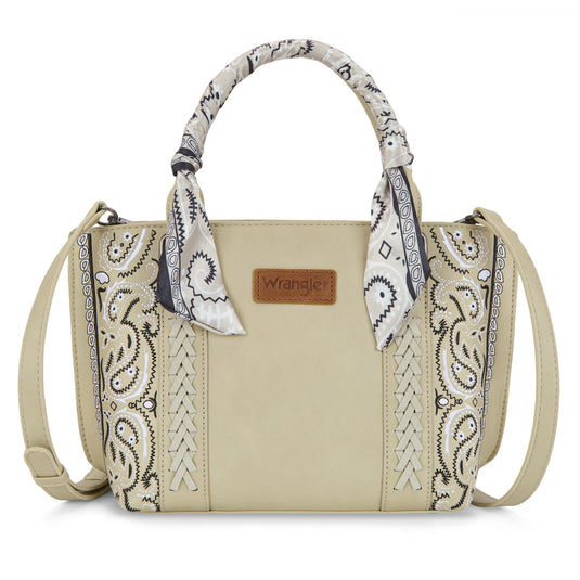 WG331-2005TN - Wrangler Bandana Paisley Print Tote/Crossbody - Tan
