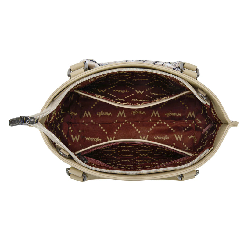 Load image into Gallery viewer, WG331-2005TN - Wrangler Bandana Paisley Print Tote/Crossbody - Tan
