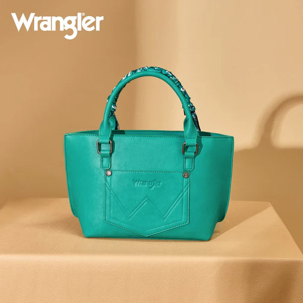 Load image into Gallery viewer, WG331-2005TQ - Wrangler Braided Paisley Bandana Tote Bag - Turquoise
