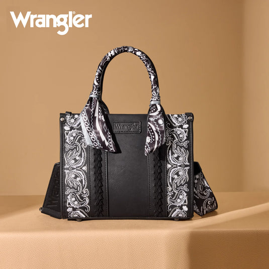 WG331-8120SBK - Wrangler Bandana Paisley Print Tote/Crossbody - Black