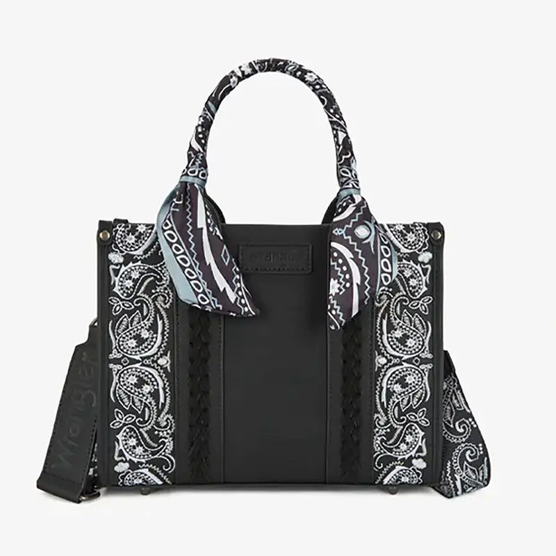 Load image into Gallery viewer, WG331-8120SBK - Wrangler Bandana Paisley Print Tote/Crossbody - Black
