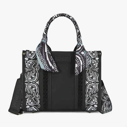 WG331-8120SBK - Wrangler Bandana Paisley Print Tote/Crossbody - Black