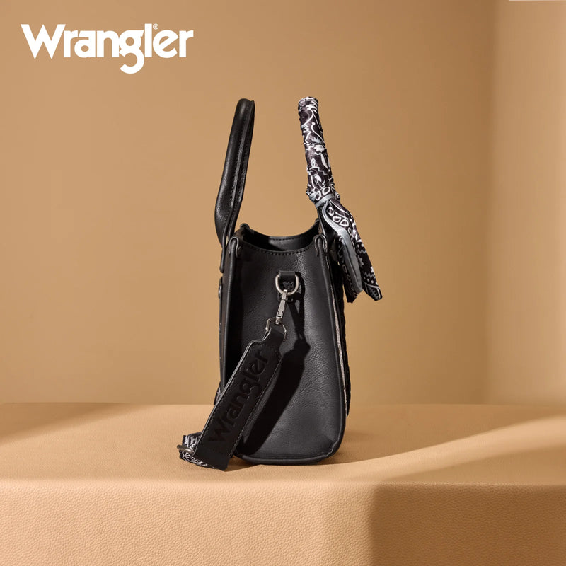 Load image into Gallery viewer, WG331-8120SBK - Wrangler Bandana Paisley Print Tote/Crossbody - Black
