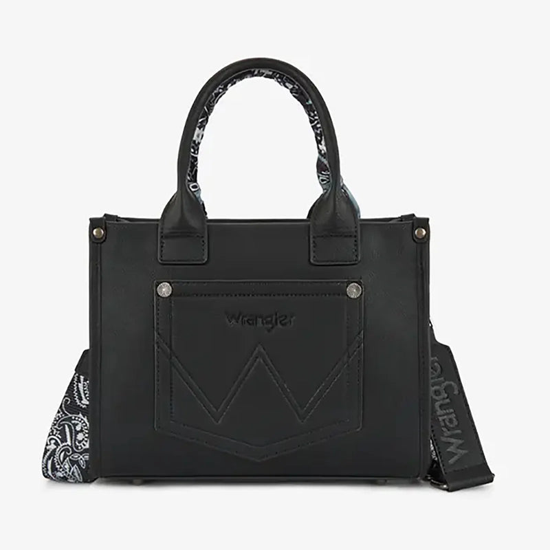 Load image into Gallery viewer, WG331-8120SBK - Wrangler Bandana Paisley Print Tote/Crossbody - Black
