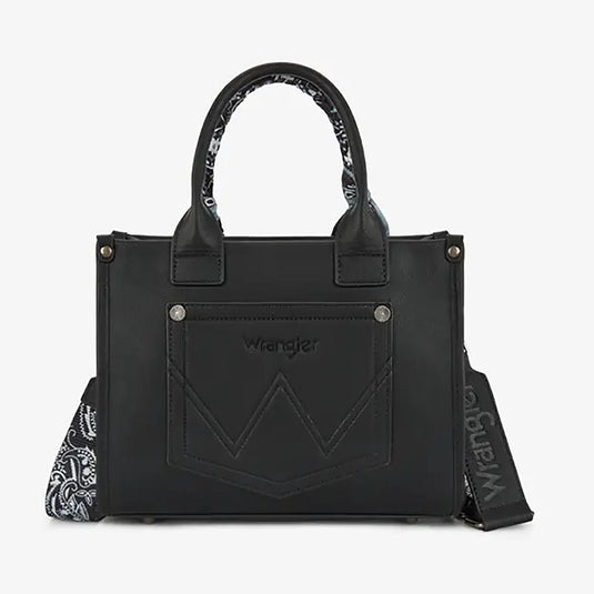 WG331-8120SBK - Wrangler Bandana Paisley Print Tote/Crossbody - Black