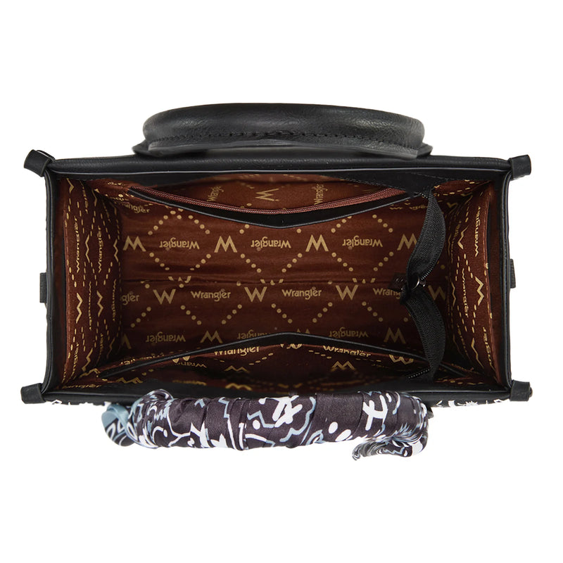 Load image into Gallery viewer, WG331-8120SBK - Wrangler Bandana Paisley Print Tote/Crossbody - Black
