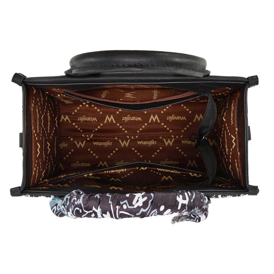 WG331-8120SBK - Wrangler Bandana Paisley Print Tote/Crossbody - Black