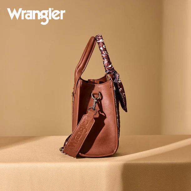 Load image into Gallery viewer, WG331-8120SBR - Wrangler Braided Paisley Bandana Tote Bag - Brown
