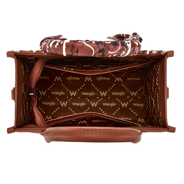 Load image into Gallery viewer, WG331-8120SBR - Wrangler Braided Paisley Bandana Tote Bag - Brown
