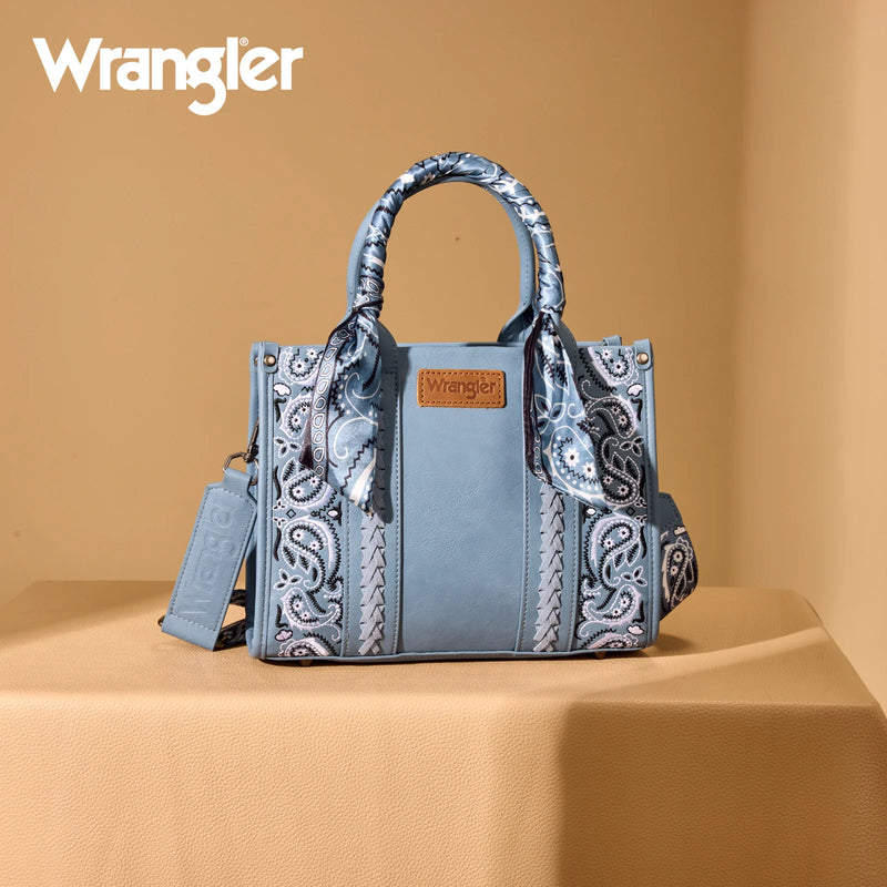 Load image into Gallery viewer, WG331-8120SJN - Wrangler Bandana Paisley Print Tote/Crossbody - Jean
