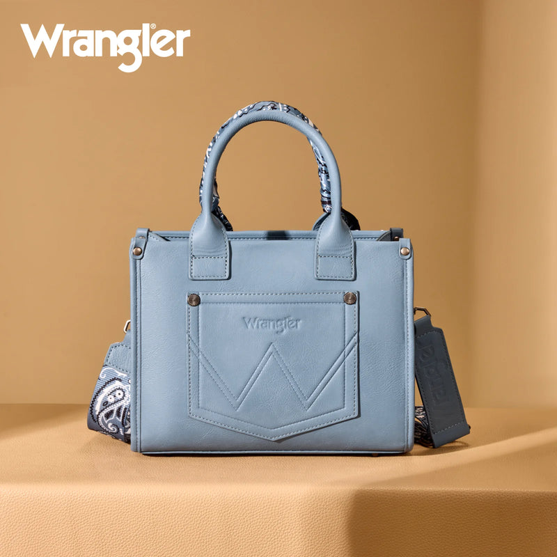 Load image into Gallery viewer, WG331-8120SJN - Wrangler Bandana Paisley Print Tote/Crossbody - Jean
