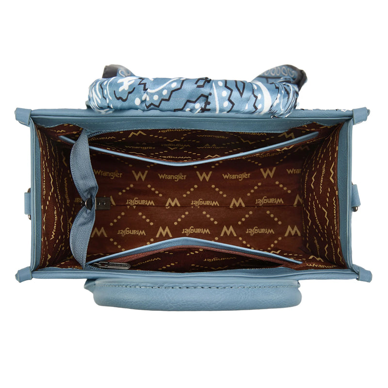 Load image into Gallery viewer, WG331-8120SJN - Wrangler Bandana Paisley Print Tote/Crossbody - Jean
