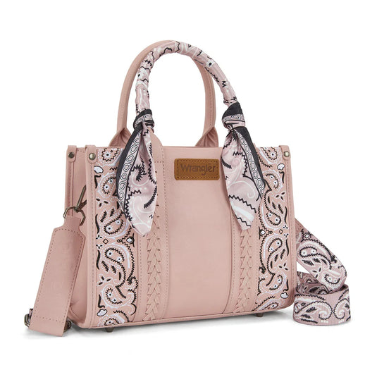WG331-8120SPK - Wrangler Braided Paisley Bandana Tote Bag - Pink