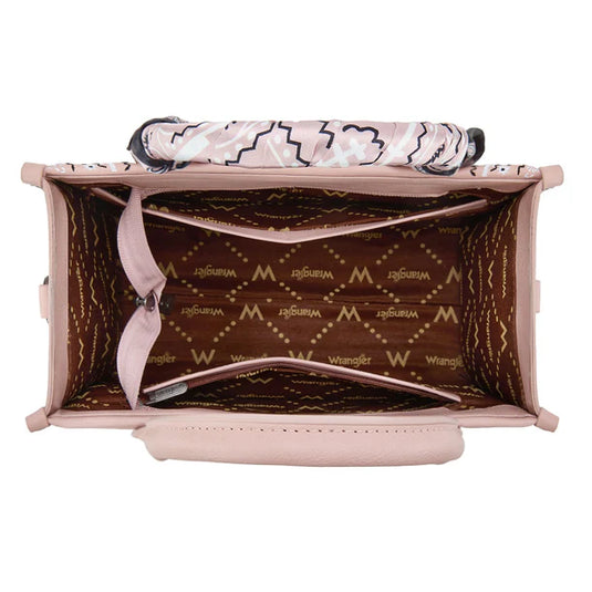 WG331-8120SPK - Wrangler Braided Paisley Bandana Tote Bag - Pink
