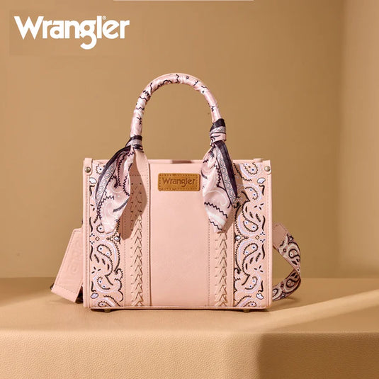 WG331-8120SPK - Wrangler Braided Paisley Bandana Tote Bag - Pink
