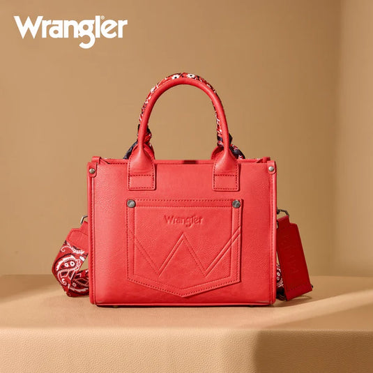 WG331-8120SRD - Wrangler Braided Paisley Bandana Tote Bag - Red