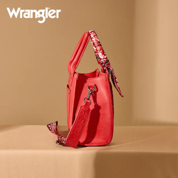 Load image into Gallery viewer, WG331-8120SRD - Wrangler Braided Paisley Bandana Tote Bag - Red
