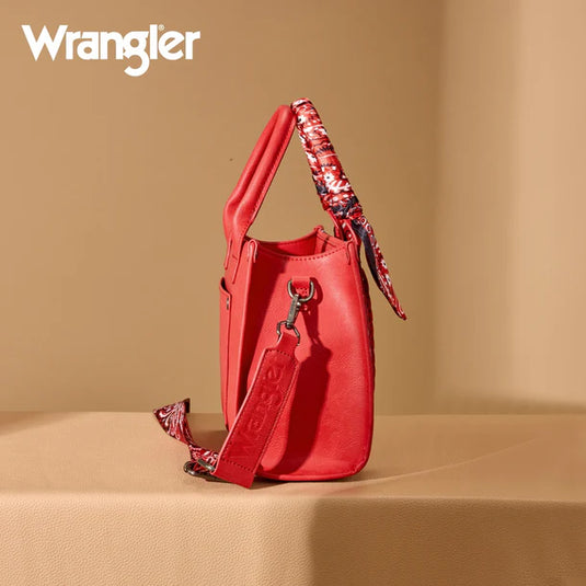 WG331-8120SRD - Wrangler Braided Paisley Bandana Tote Bag - Red