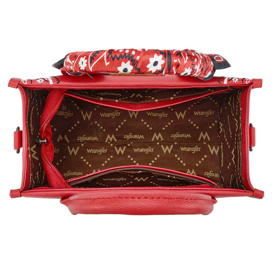 WG331-8120SRD - Wrangler Braided Paisley Bandana Tote Bag - Red