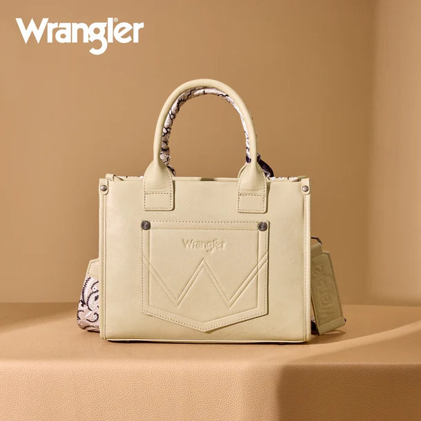 Load image into Gallery viewer, WG331-8120STN - Wrangler Braided Paisley Bandana Tote Bag - Tan
