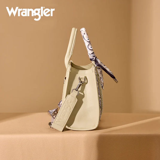 WG331-8120STN - Wrangler Braided Paisley Bandana Tote Bag - Tan