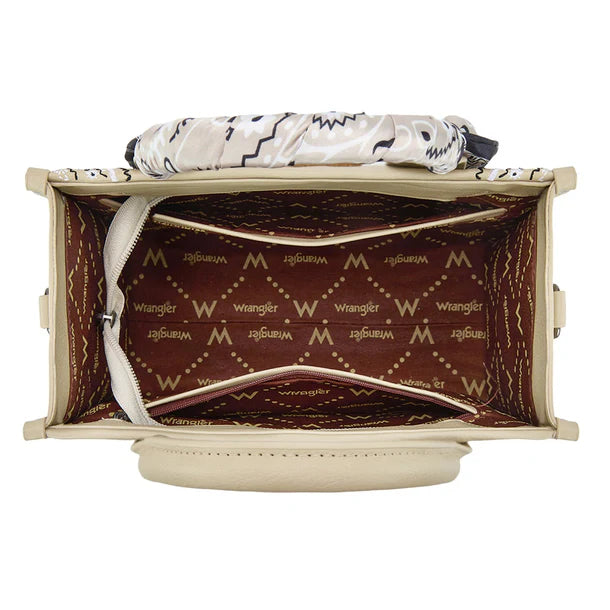 Load image into Gallery viewer, WG331-8120STN - Wrangler Braided Paisley Bandana Tote Bag - Tan
