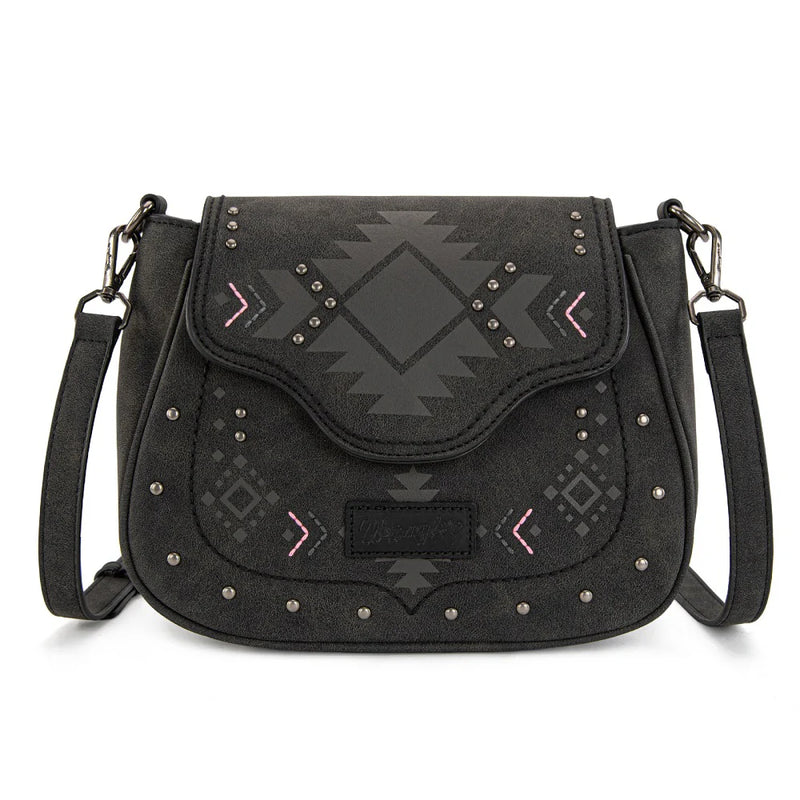 Load image into Gallery viewer, WG333-2003BK - Wrangler Aztec Saddle Crossbody Bag - Black
