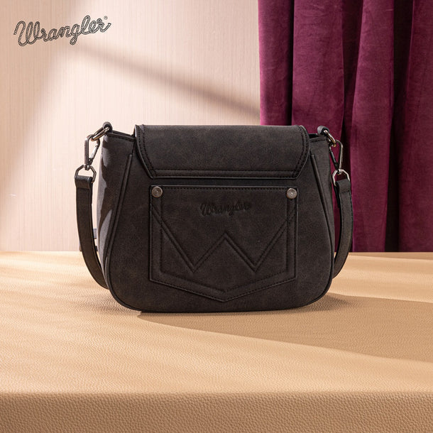 Load image into Gallery viewer, WG333-2003BK - Wrangler Aztec Saddle Crossbody Bag - Black
