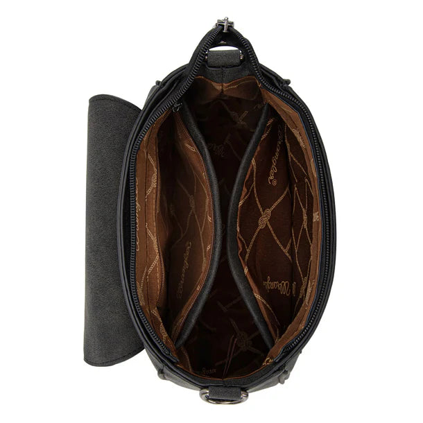 Load image into Gallery viewer, WG333-2003BK - Wrangler Aztec Saddle Crossbody Bag - Black
