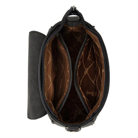 WG333-2003BK - Wrangler Aztec Saddle Crossbody Bag - Black
