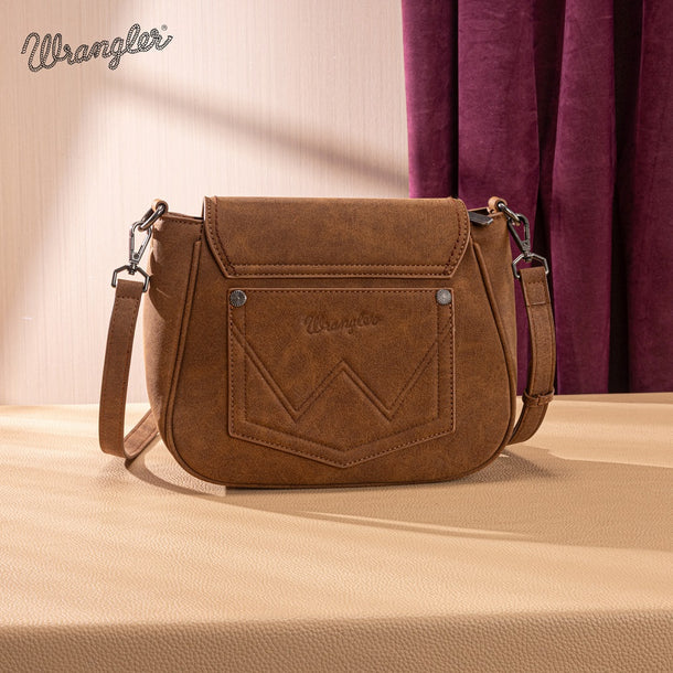 Load image into Gallery viewer, WG333-2003BR - Wrangler Aztec Saddle Crossbody Bag - Brown
