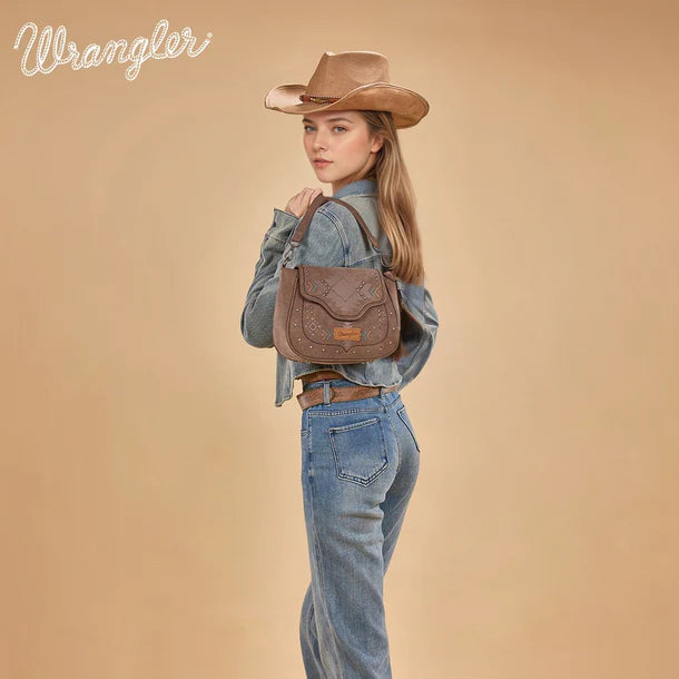 Load image into Gallery viewer, WG333-2003CF - Wrangler Aztec Saddle Crossbody Bag - Coffee
