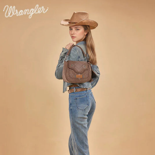WG333-2003CF - Wrangler Aztec Saddle Crossbody Bag - Coffee