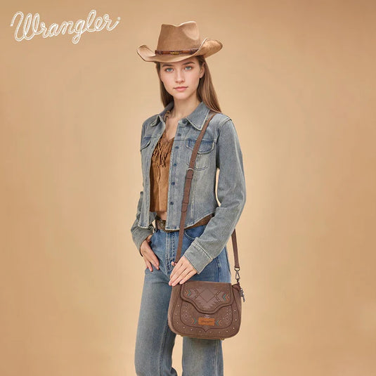 WG333-2003CF - Wrangler Aztec Saddle Crossbody Bag - Coffee