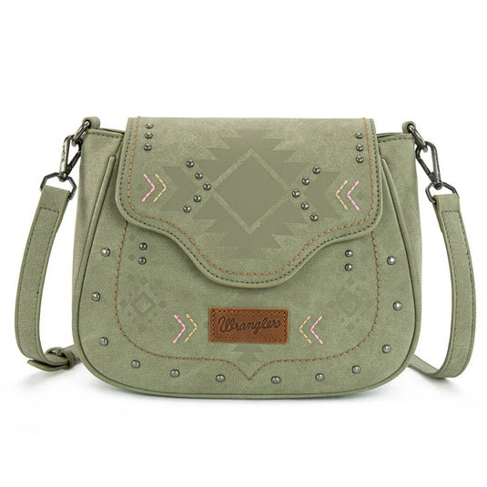 WG333-2003GN - Wrangler Aztec Saddle Crossbody Bag - Green