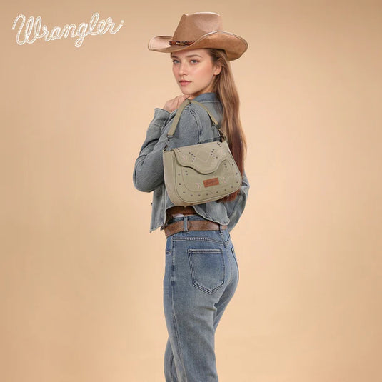 WG333-2003GN - Wrangler Aztec Saddle Crossbody Bag - Green