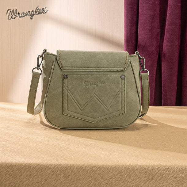 Load image into Gallery viewer, WG333-2003GN - Wrangler Aztec Saddle Crossbody Bag - Green
