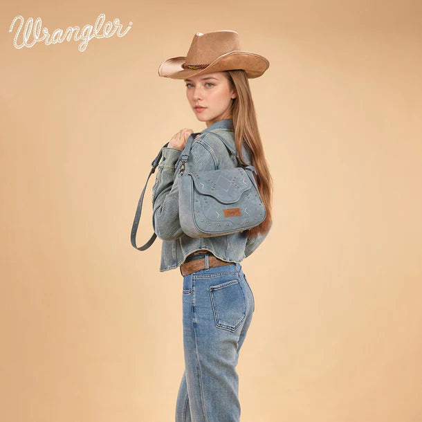 Load image into Gallery viewer, WG333-2003JN - Wrangler Aztec Saddle Crossbody Bag - Jean
