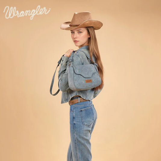 WG333-2003JN - Wrangler Aztec Saddle Crossbody Bag - Jean