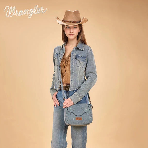 Load image into Gallery viewer, WG333-2003JN - Wrangler Aztec Saddle Crossbody Bag - Jean
