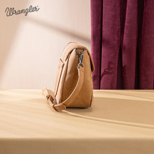 WG333-2003LBR - Wrangler Aztec Saddle Crossbody Bag - Light Brown