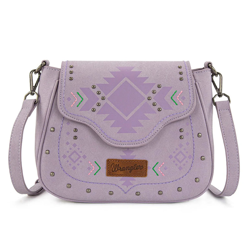 Load image into Gallery viewer, WG333-2003PP - Wrangler Aztec Saddle Crossbody Bag - Purple

