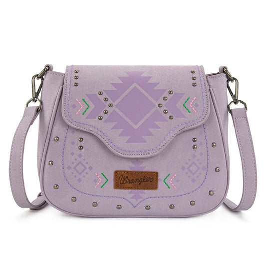 WG333-2003PP - Wrangler Aztec Saddle Crossbody Bag - Purple