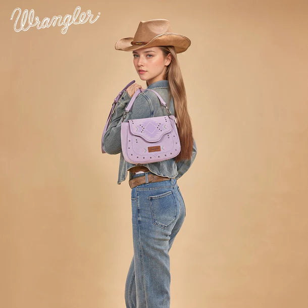 Load image into Gallery viewer, WG333-2003PP - Wrangler Aztec Saddle Crossbody Bag - Purple
