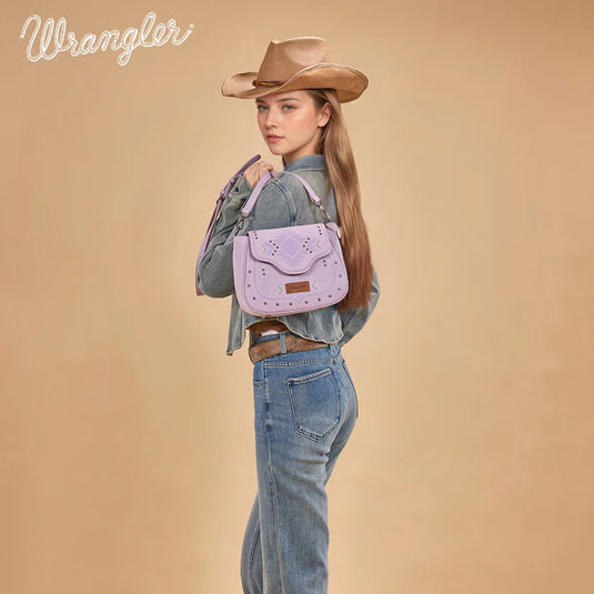 WG333-2003PP - Wrangler Aztec Saddle Crossbody Bag - Purple