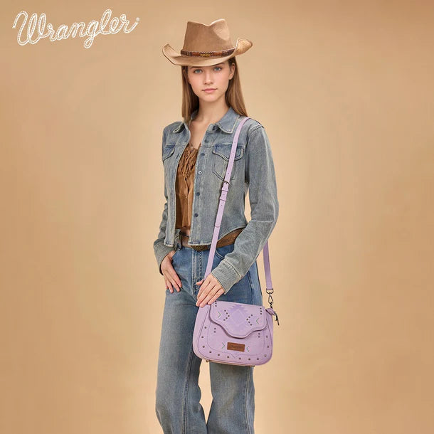 Load image into Gallery viewer, WG333-2003PP - Wrangler Aztec Saddle Crossbody Bag - Purple
