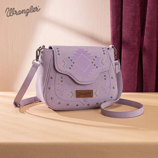 WG333-2003PP - Wrangler Aztec Saddle Crossbody Bag - Purple